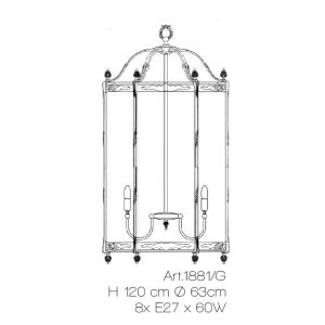 Il Paralume Marina / Pendant Lamp In Brass & Clear Glass 1881/G / IL-1881/G